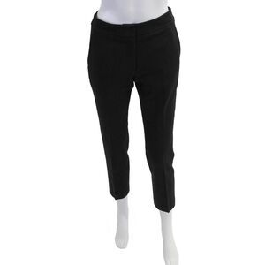 Kuho Womens Textured Zip Button Pleated Lined Tapered Leg Pants Black Size 0